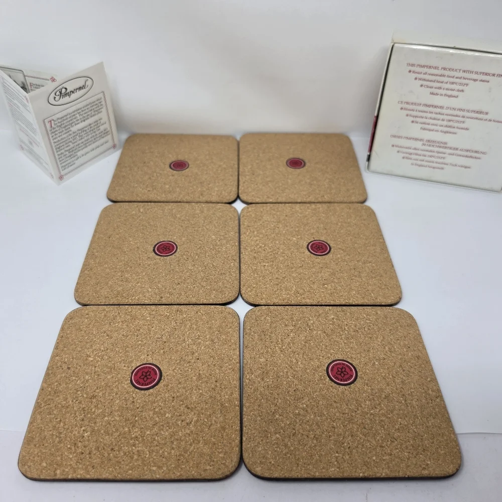 Pimpernel Coasters Bears Cjrostmas SET OF 6 vintage Cork Back
